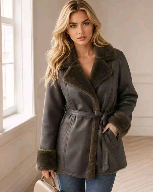 Ecopelliccia donna Monte Cervino caffè all'ingrosso modello MCBW28308 - L&Y