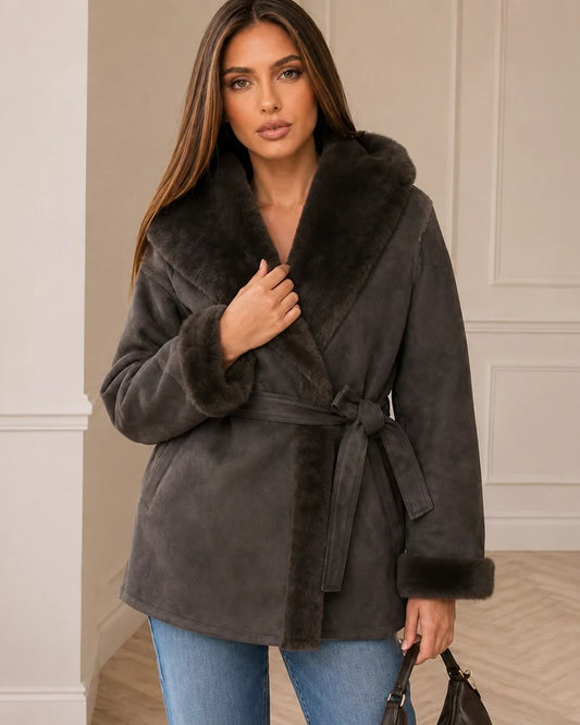 Ecopelliccia donna Monte Cervino caffè all'ingrosso modello MCBW28311 - L&Y