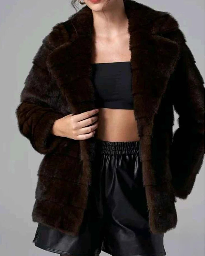 Ecopelliccia donna Monte Cervino caffè all'ingrosso modello MD16109 - L&Y