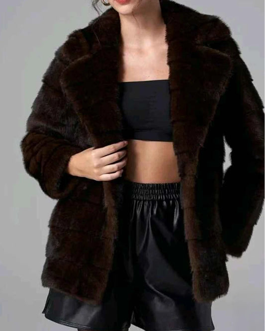 Ecopelliccia donna Monte Cervino caffè all'ingrosso modello MD16109 - L&Y