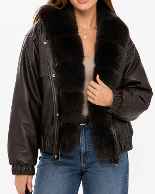 Giacca di ecopelle donna Monte Cervino all'ingrosso modello MH330 - L&Y