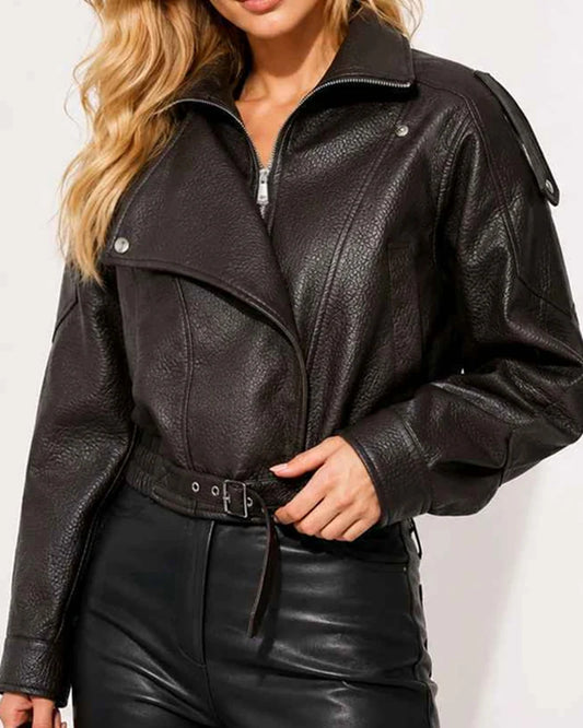 Giacca di ecopelle donna Monte Cervino caffè all'ingrosso modello MH338 - L&Y