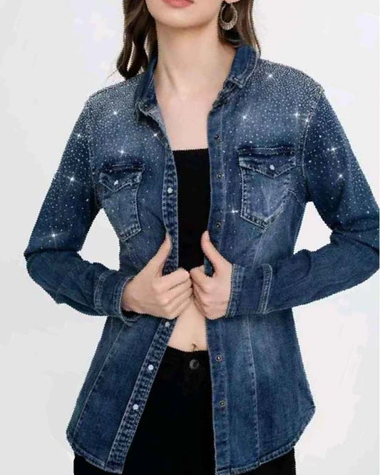 Camicia di jeans donna Water Jeans BLUE all'ingrosso modello N1609 - L&Y
