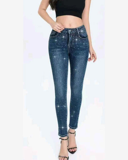Jeans taglia comoda donna Water Jeans blu all'ingrosso modello N1656 - L&Y