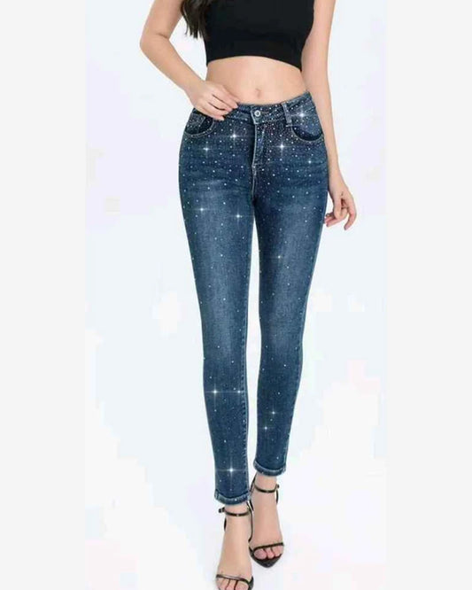 Jeans taglia comoda donna Water Jeans blu all'ingrosso modello N1656 - L&Y
