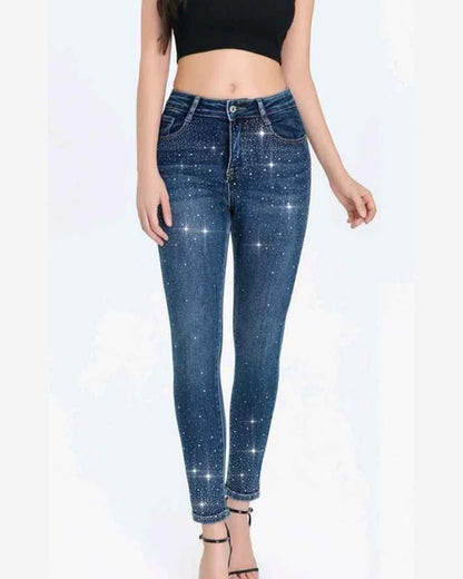 Jeans taglia comoda donna Water Jeans blu all'ingrosso modello N1666 - L&Y