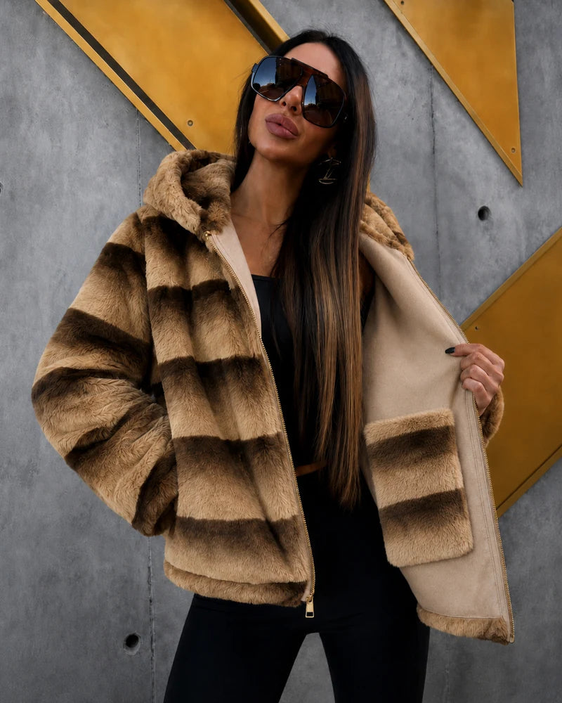 Ecopelliccia donna Vinceotto marrone all'ingrosso modello P-0402 - L&Y - foto 2