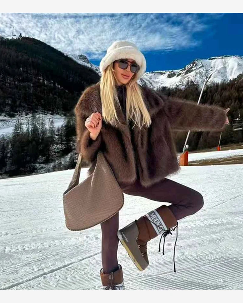 Ecopelliccia donna Vinceotto beige all'ingrosso modello P-553 - L&Y - foto 3