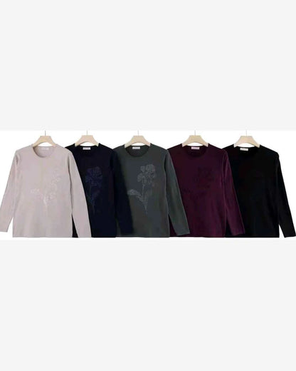 Maglia donna Blu Oltre misto all'ingrosso modello QBS83161 - L&Y - foto 2