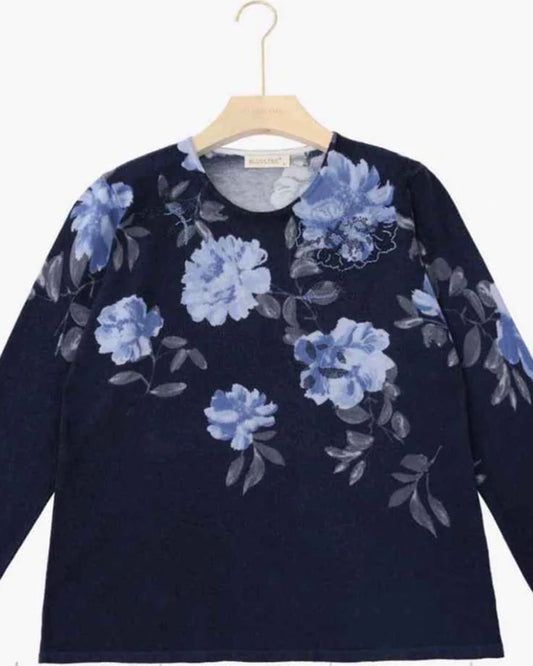 Maglia donna Blu Oltre misto all'ingrosso modello QBS84009 - L&Y