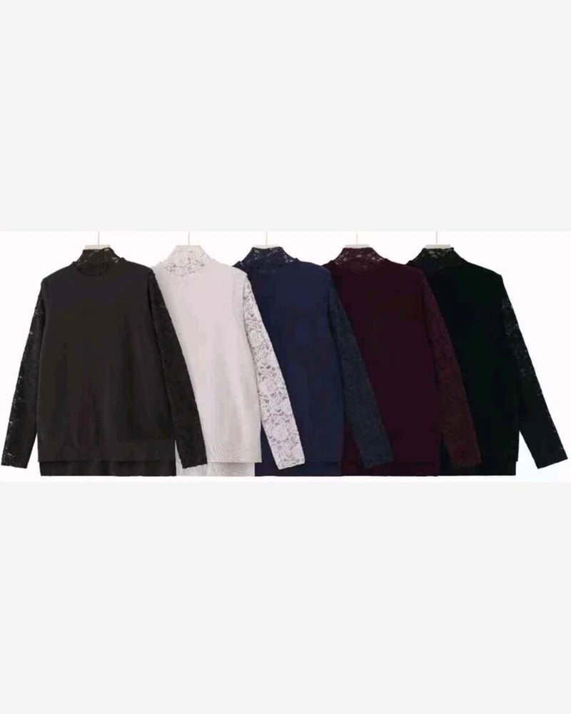 Maglia donna Blu Oltre misto all'ingrosso modello QJ84744CV - L&Y - foto 2