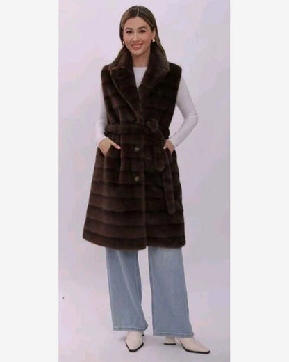 Ecopelliccia donna Miss Kiss marrone all'ingrosso modello SMR20035 - L&Y