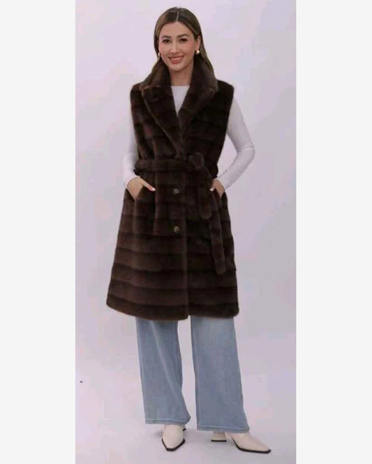 Ecopelliccia donna Miss Kiss marrone all'ingrosso modello SMR20035 - L&Y