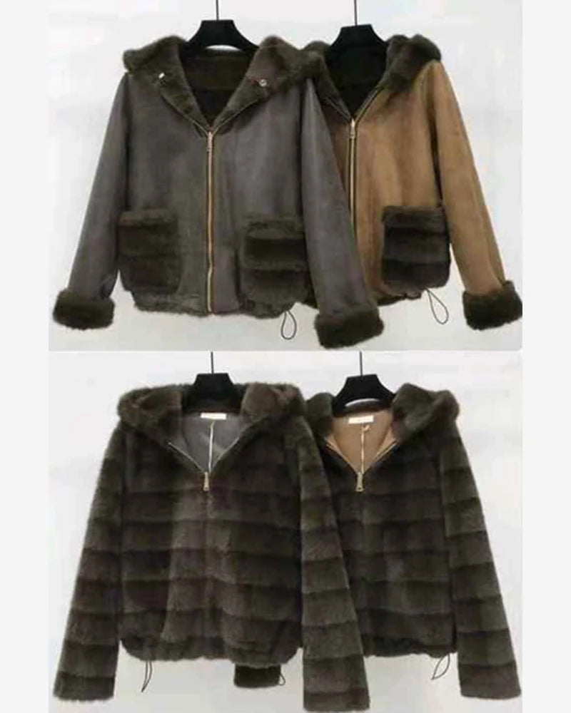 Ecopelliccia donna Miss Kiss marrone all'ingrosso modello SMR20151 - L&Y - foto 3