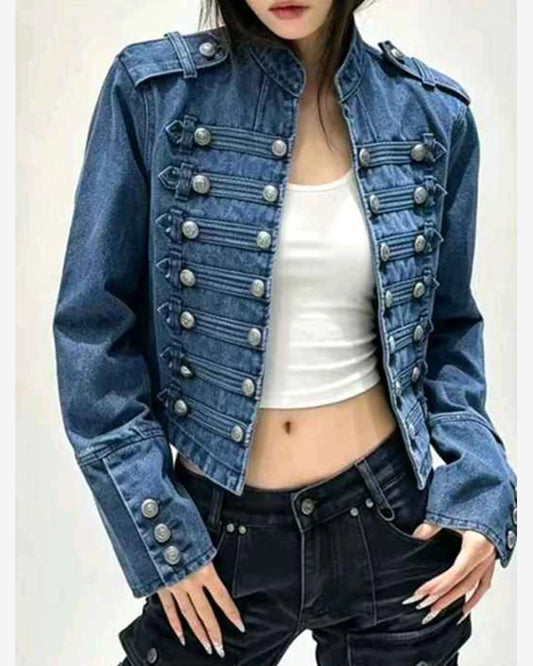 Giacca di jeans donna Miss Kiss nero all'ingrosso modello SMR20159 - L&Y