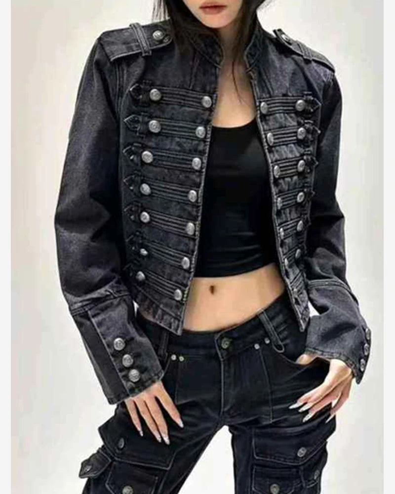 Giacca di jeans donna Miss Kiss nero all'ingrosso modello SMR20159 - L&Y - foto 2