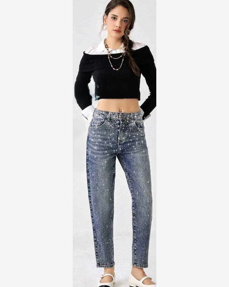 Jeans donna AD'ORO blu-17 all'ingrosso modello T8000 - L&Y