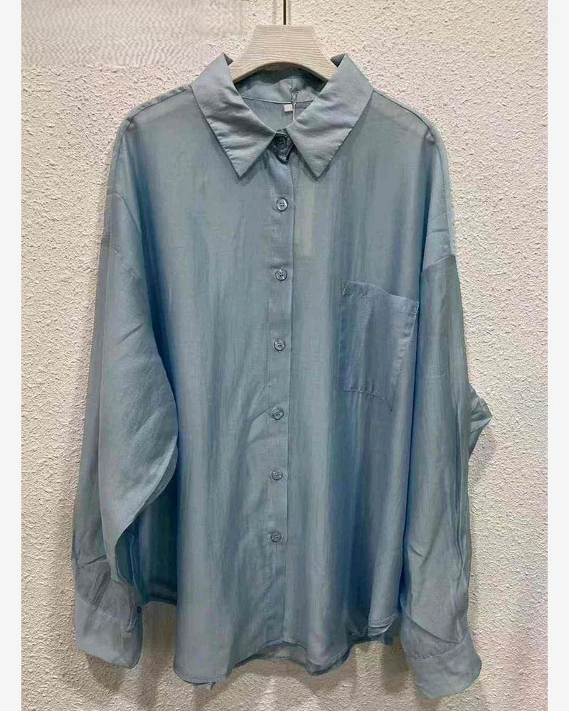 Camicia donna Vinceotto all'ingrosso azzurro modello V6808 - L&Y