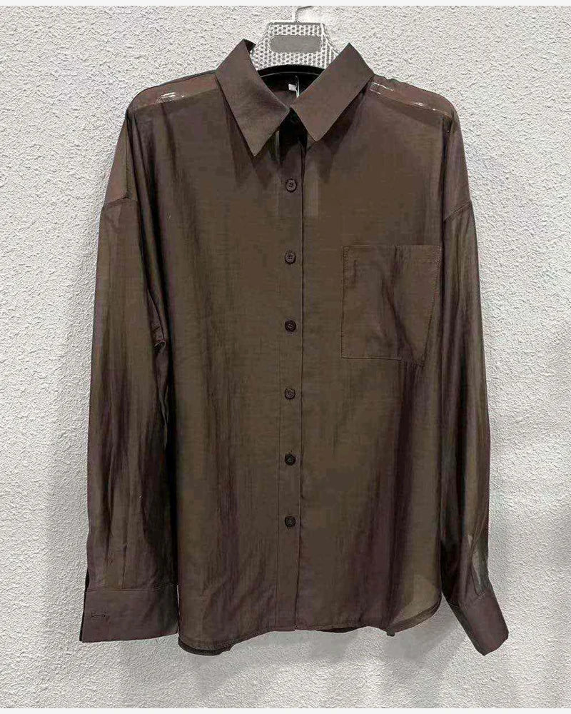 Camicia donna Vinceotto all'ingrosso marrone modello V6808 - L&Y