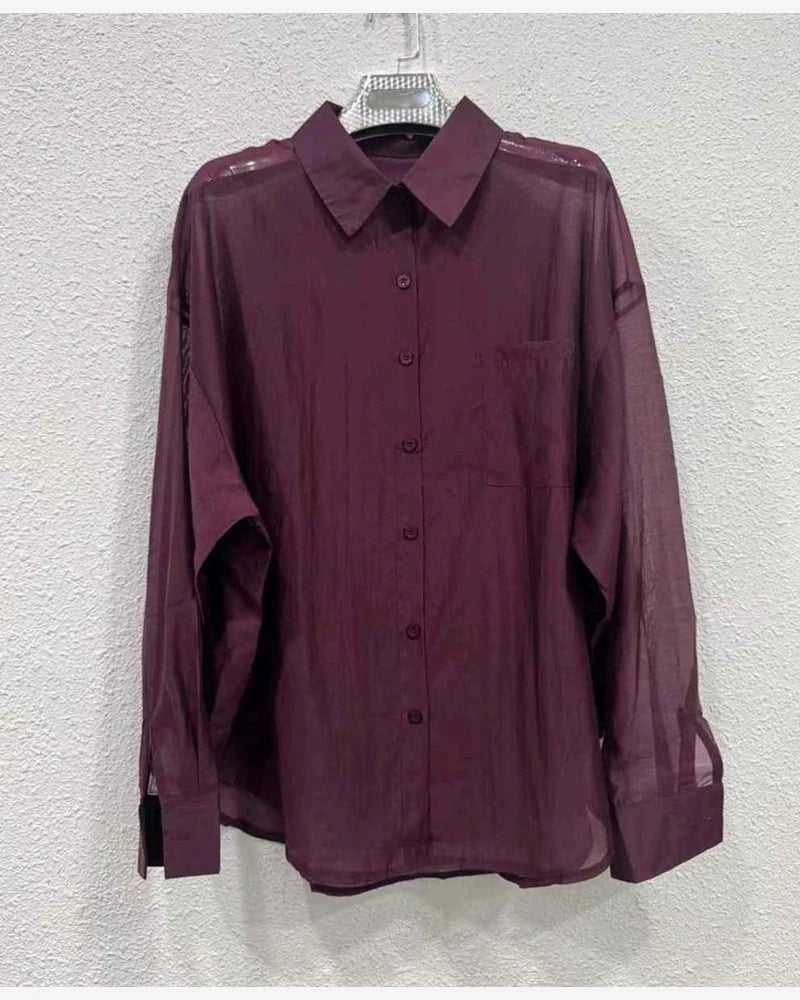Camicia donna Vinceotto all'ingrosso bordeaux modello V6808 - L&Y