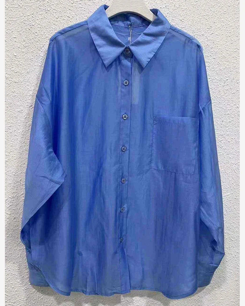 Camicia donna Vinceotto all'ingrosso blu modello V6808 - L&Y