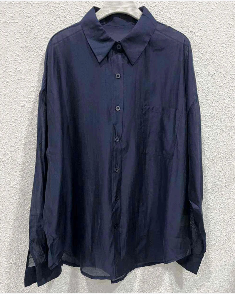 Camicia donna Vinceotto all'ingrosso blu scuro modello V6808 - L&Y