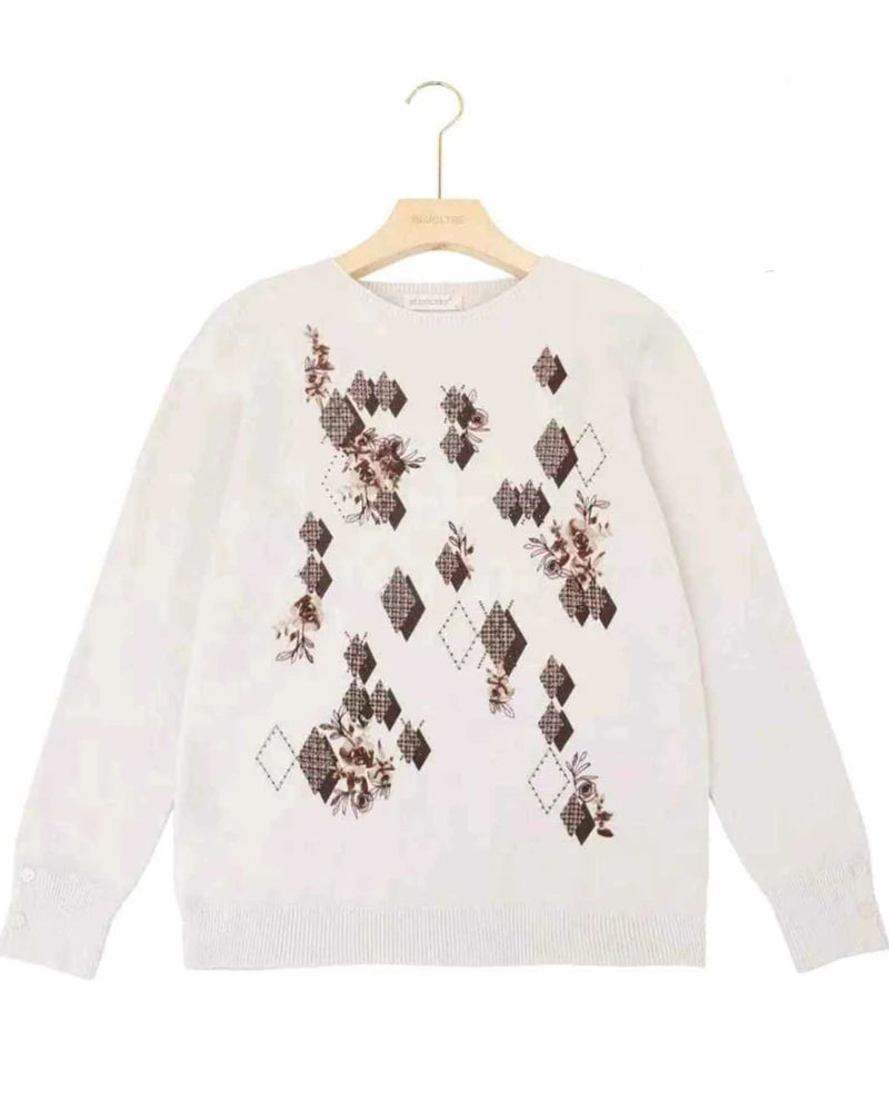 Maglia donna Blu Oltre misto all'ingrosso modello WJ83196 - L&Y