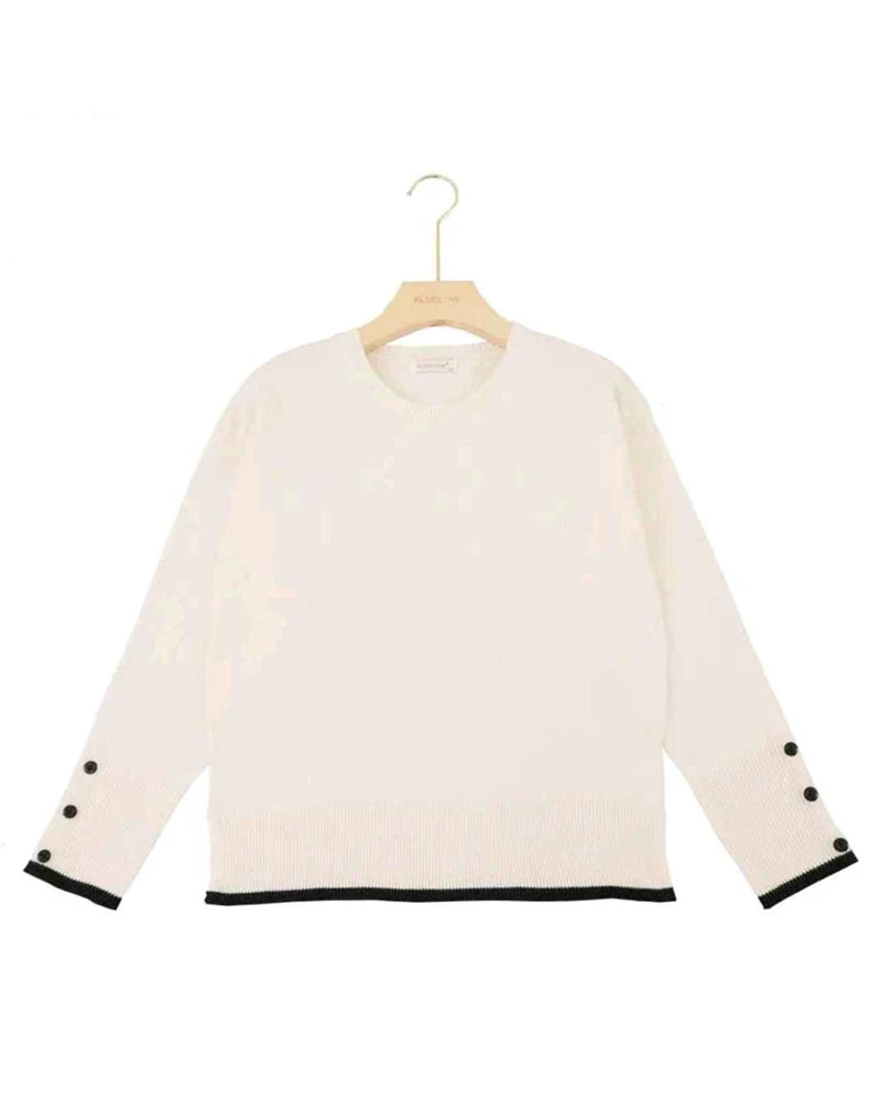 Maglia donna Blu Oltre misto all'ingrosso modello WJ84208 - L&Y