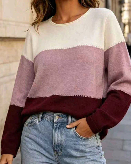 Maglia donna Blu Oltre misto all'ingrosso modello WJS84129 - L&Y